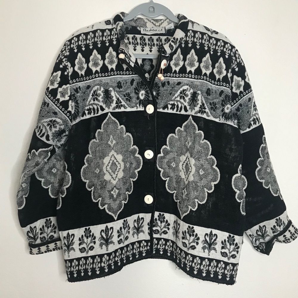 Vintage black and white print jacket‎